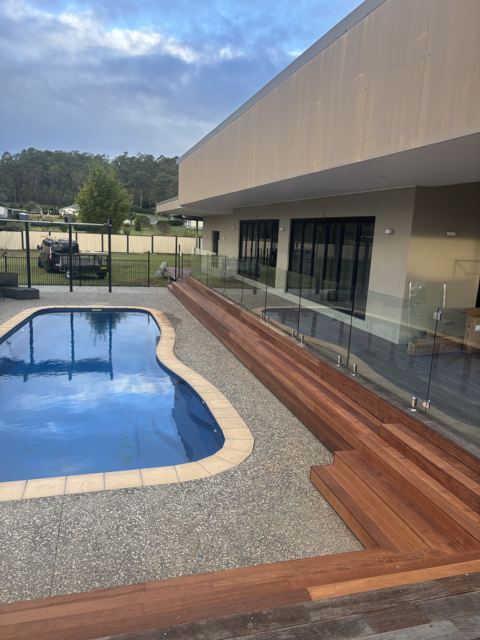 Poolside Hardwood Staircase & Deck — photo 2, Curtain Constructions