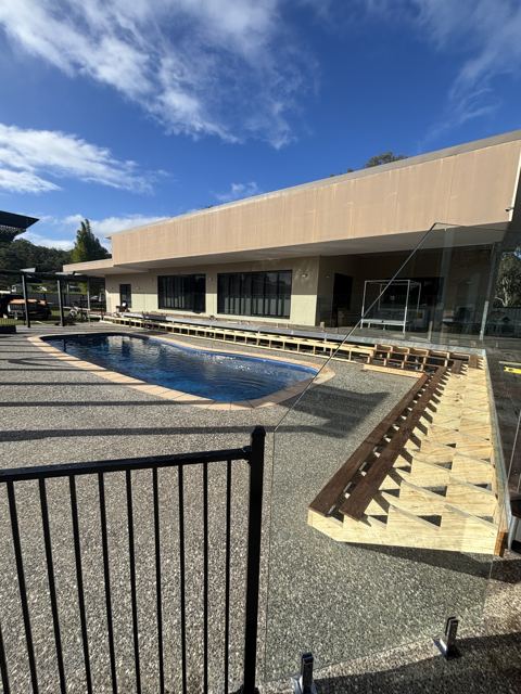 Poolside Hardwood Staircase & Deck — photo 4, Curtain Constructions