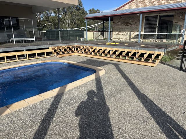 Poolside Hardwood Staircase & Deck — photo 5, Curtain Constructions